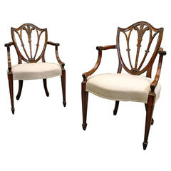 A fine pair of Hepplewhite Revival arm chairs. A fine pair of Hepplewhite Revival arm chairs.