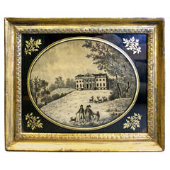 A fine early 19th century needlework picture of Claremont House, Surrey