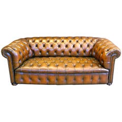 An original Victorian Leather upholstered chesterfield