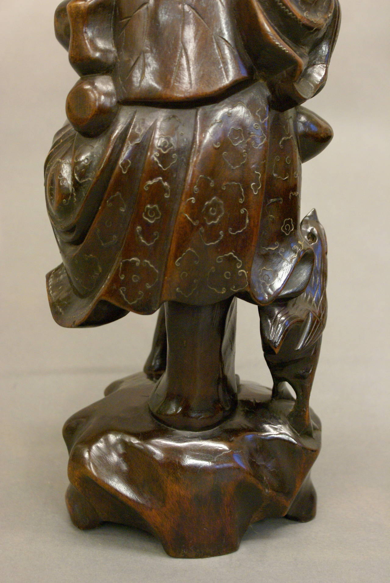 19th Century A 19th century Japanese carved wooden figure/lamp For Sale