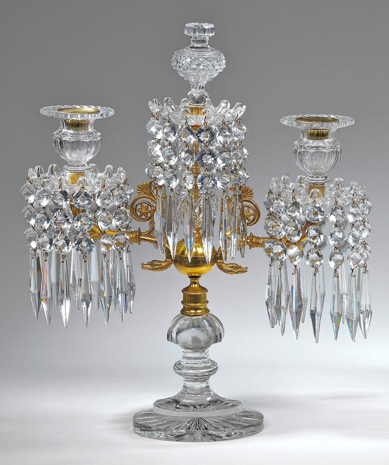 Exceptional Pair of Regency CutGlass Candelabra For Sale at 1stdibs