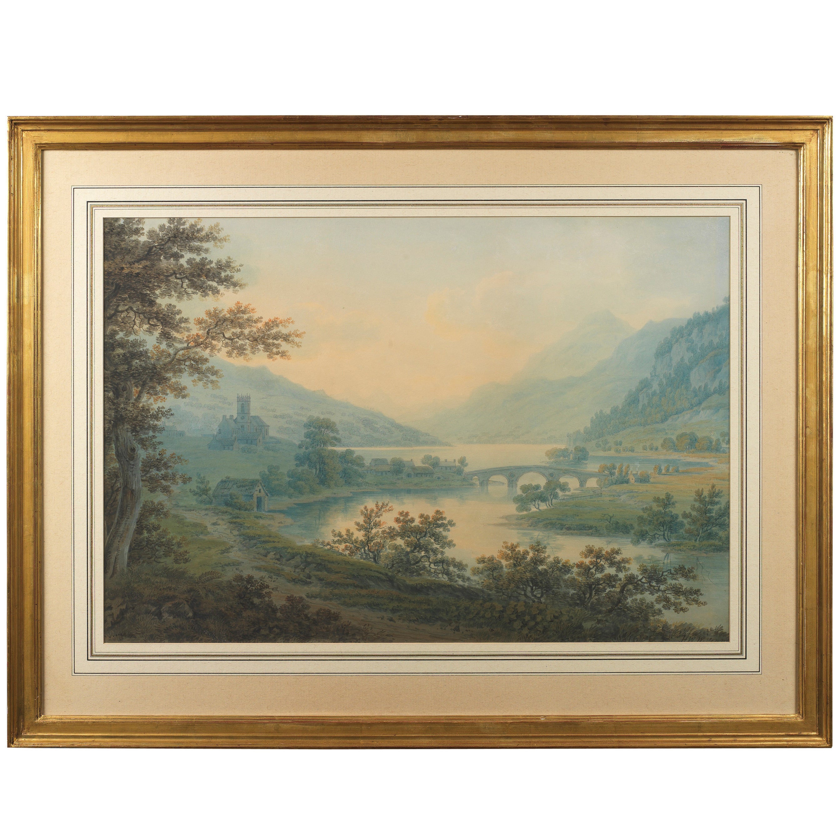 Watercolour of a Scottish Landscape Loch Tay by Grecian Williams, circa 1800 For Sale