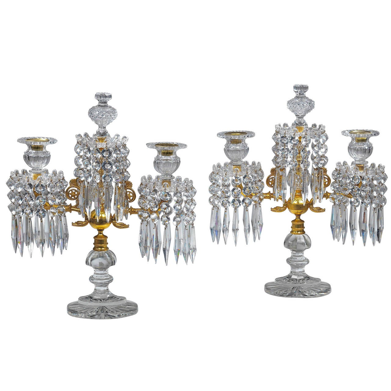 Exceptional Pair of Regency CutGlass Candelabra For Sale at 1stdibs