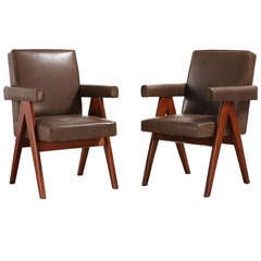Pair of "Senat" armchairs by Pierre Jeanneret