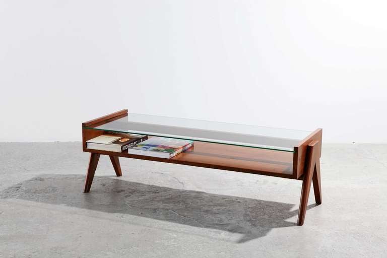 Coffee table, 1952-56
Teak and glass top
38.5 x 119 x 45.5 cm
Provenance: Chandigarh, India.