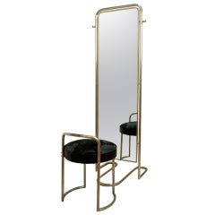 Louis Sognot Mirror with Ottoman