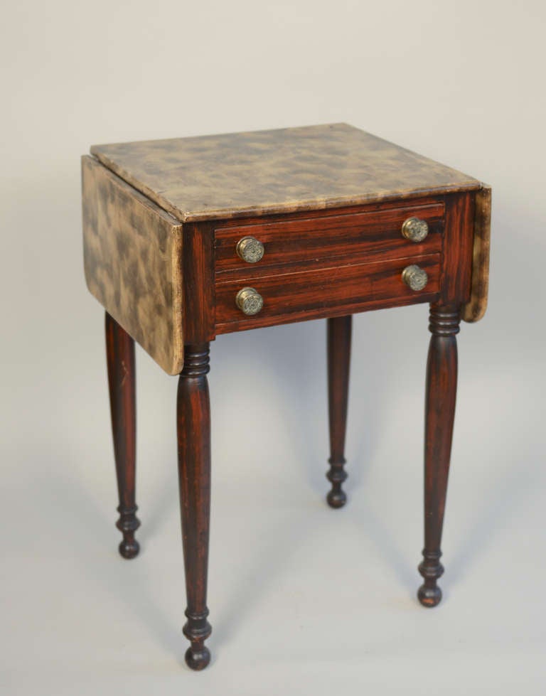 Paint Decorated Sewing Drop-Leaf Stand