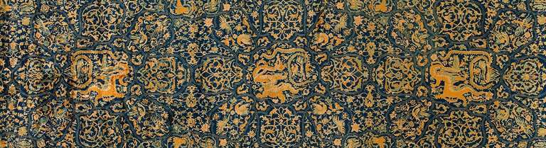 20th Century Green and Gold Antique Agra Rug In Excellent Condition For Sale In Milan, IT
