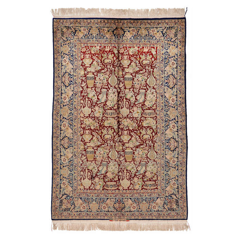 Antique Isfahan Pure Silk Carpet For Sale at 1stdibs