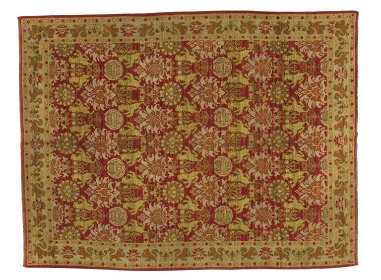 The town of Cuenca, near Guadalajara, appears from surviving examples to have been the most productive of the Spanish weaving centers in the seventeenth century. any Spanish floor covering handwoven at the city of Cuenca, between Madrid and