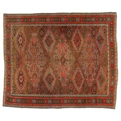 Antique Brown and Wool Caucasian Soumak Rug, 1930