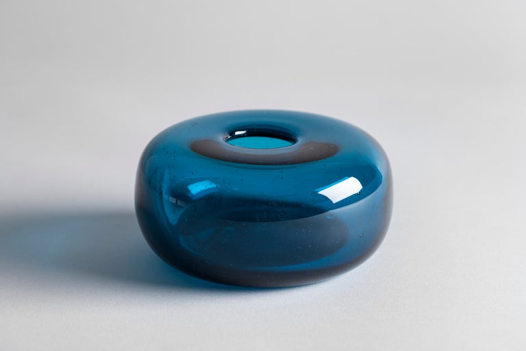 Blue Glass Vase by Claude Morin, 1978.