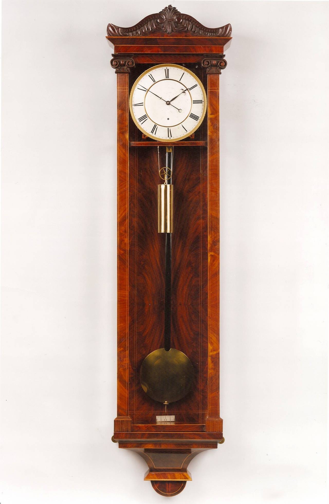 Antique Viennese long duration wall clock For Sale at 1stdibs