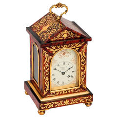 Tortoiseshell and Brass Inlay Antique Mantel Clock by Webster, Cornhill