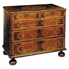 William III Period Antique Oyster Olivewood and Marquetry Chest of Drawers