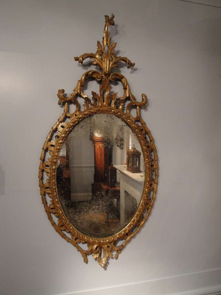 18th Century English George III Chippendale Period Carved Wood and Gilt Mirror 2