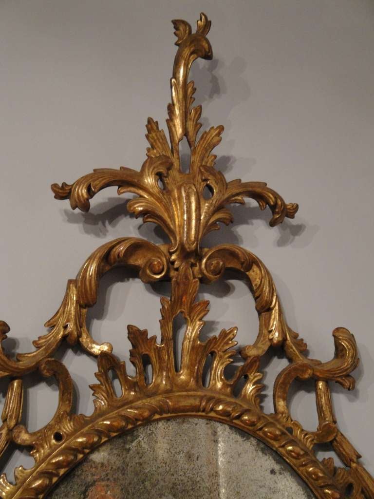 18th Century English George III Chippendale Period Carved Wood and Gilt Mirror In Good Condition In Devon, GB