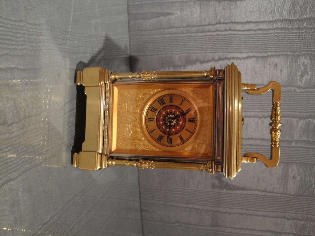 French Gilt and Enamelled Striking Carriage Clock