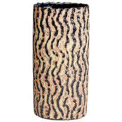 Black, Yellow and Red flattened Vessel