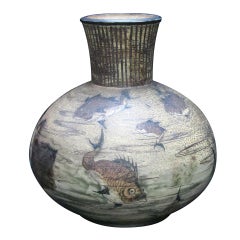 Antique Vase decorated with Grotesque Fish and Eel