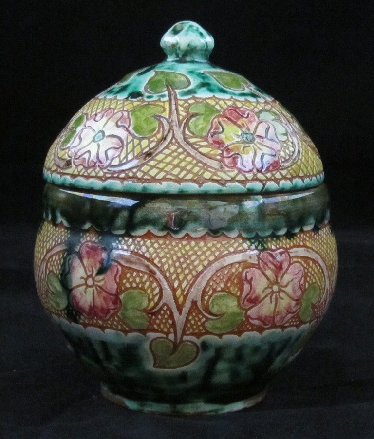 Della Robbia Lidded Jar in an Arts and Crafts design