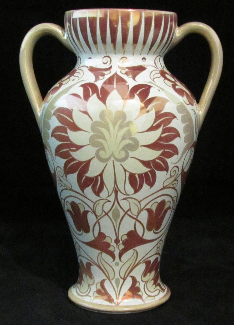 Arts and Crafts William De Morgan Two Handled Double Lustre Vase by James Hersey For Sale