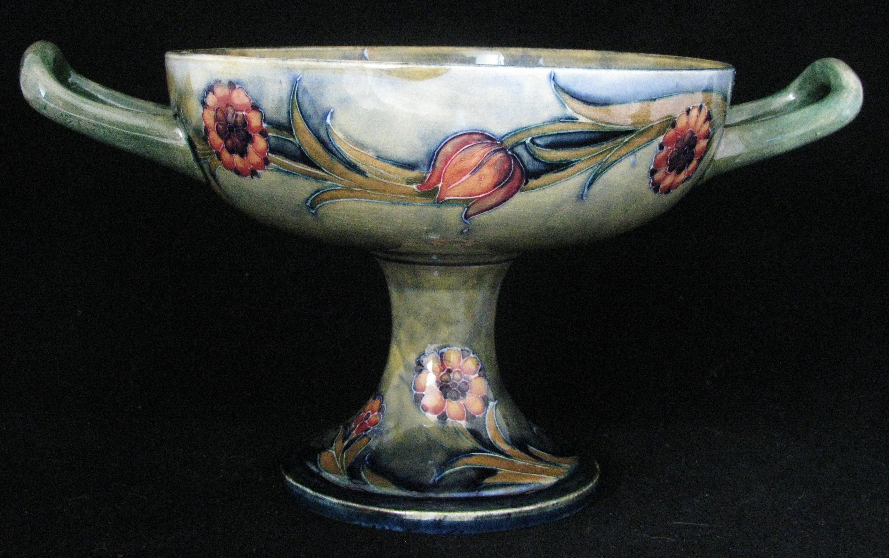William Moorcroft Two Handled Comport in Spanish Design For Sale