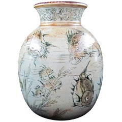 Antique Martin Brothers Vase decorated with fish