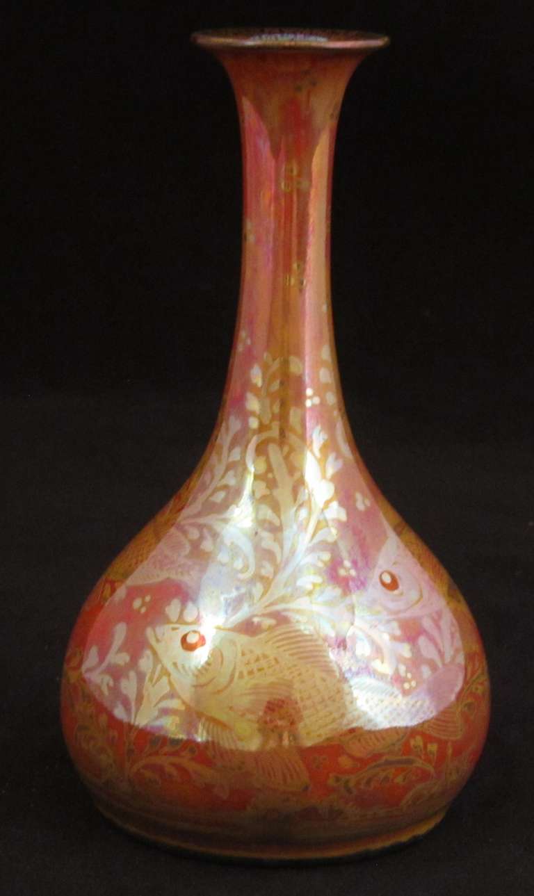 Pilkintons Lustre Vase Decorated with Fish