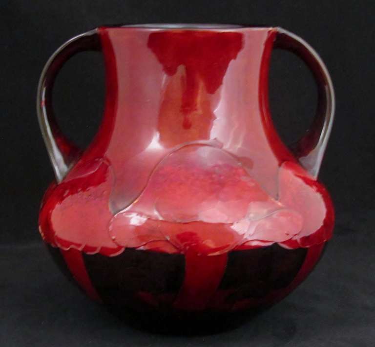 William Moorcroft Two Handled Vase in the Claremont design in a rich flambe glaze