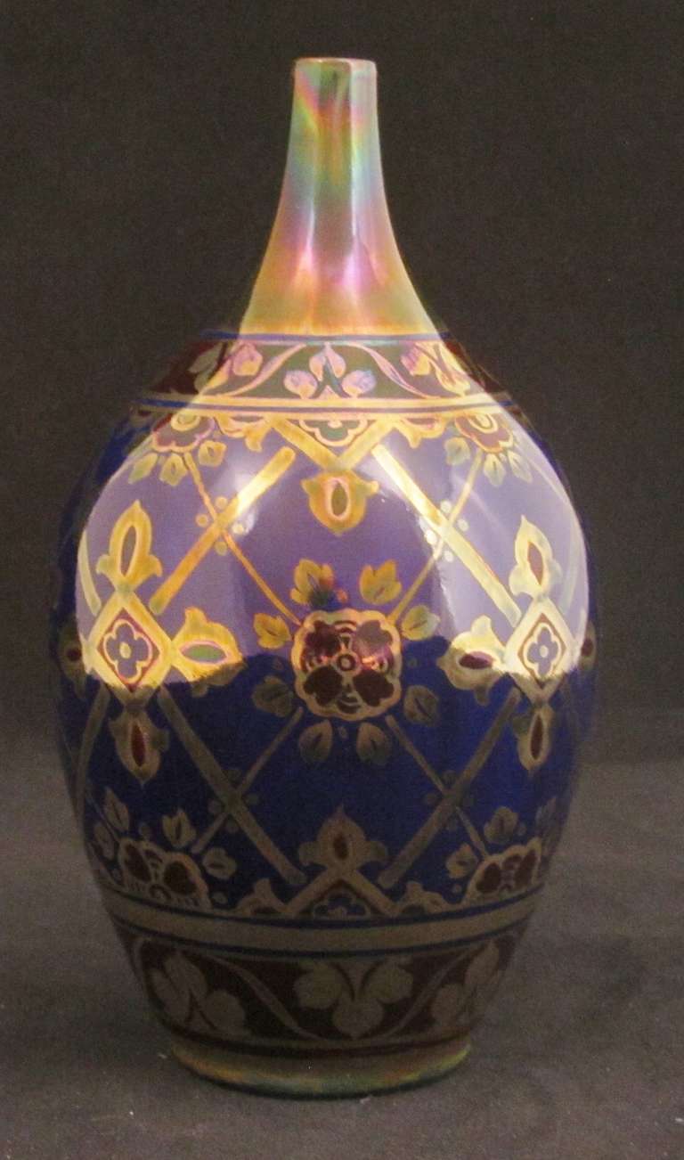 Pilkington's Lustre Vase decorated with a floral hatched design by Richard Joyce