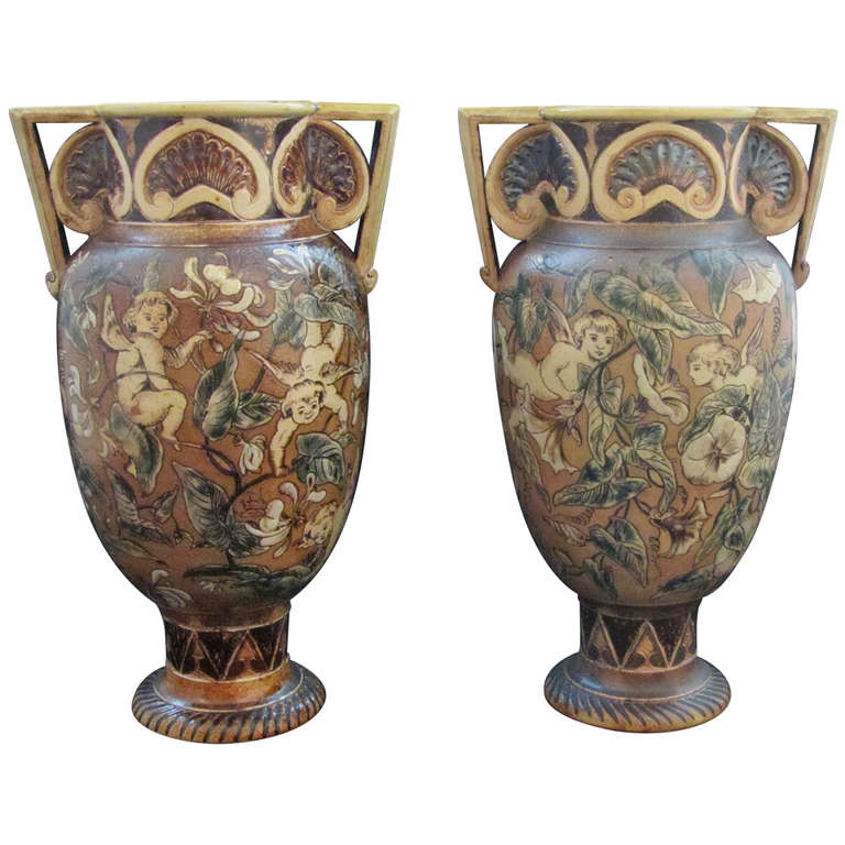 Pair of Martin Brothers Vases For Sale