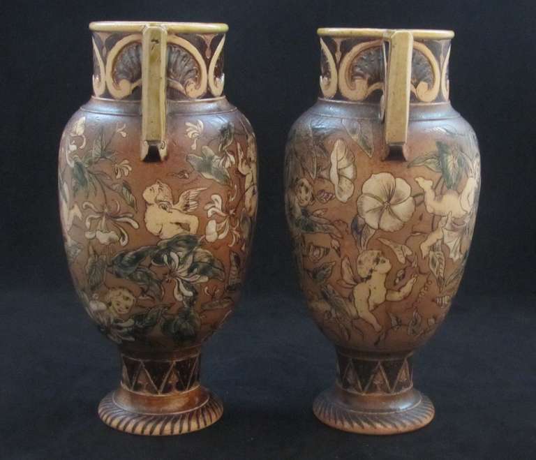 19th Century Pair of Martin Brothers Vases For Sale