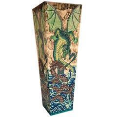 Heidi Warr Large Limited Edition "Dragon and Sea Serpent" Vase