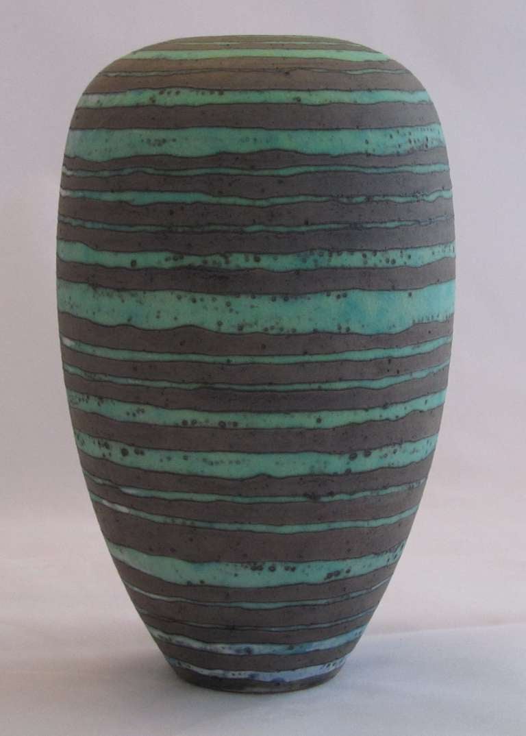 Peter Beard Vase with a metal oxide wax resist glaze