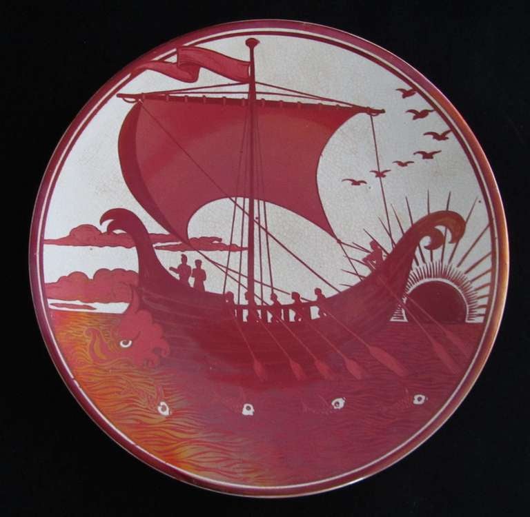 William De Morgan Ruby Lustre Plate decorated with 