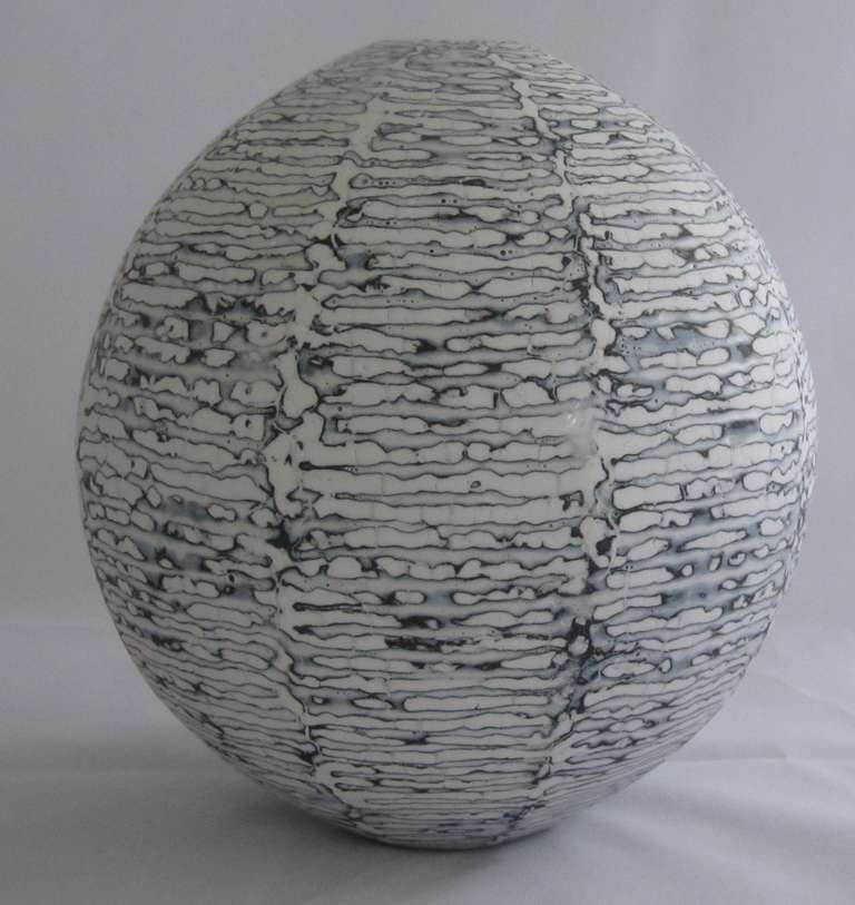 Peter Beard Stoneware Vase Decorated with Bone China and Slip Glazes