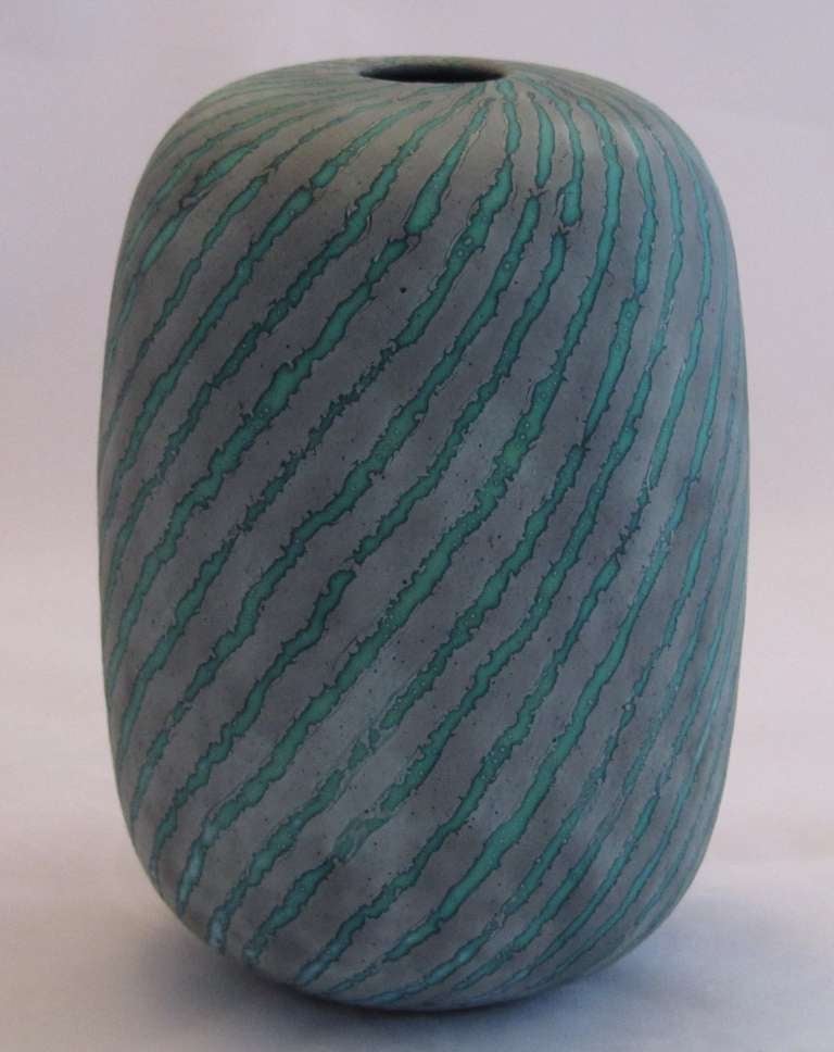 Peter Beard Vase with a metal oxide wax resist glaze