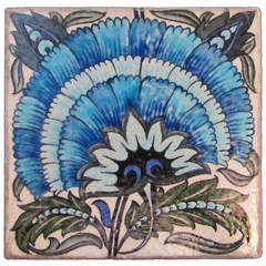 William De Morgan Fan Tile Decorated in "Fan" Design