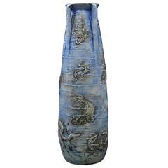 Martin Brothers Handled Vase decorated with Grotesque Fish