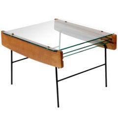 Table basse Andre Monpoix avec trois plateaux en verre amovibles