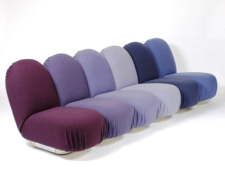 Lacquered metal, foam and fabric 'Tonus' by Maison Kvadrat in blue shades.