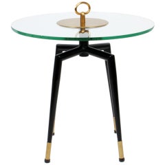 Pedestal Table with a Brass Handle 1950's