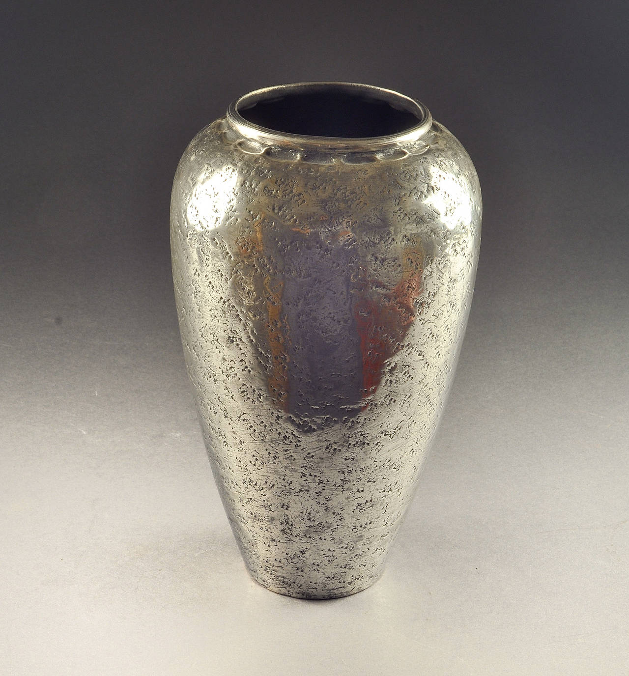 Early 20th Century Jean Dunand 1910s Metal Vase For Sale