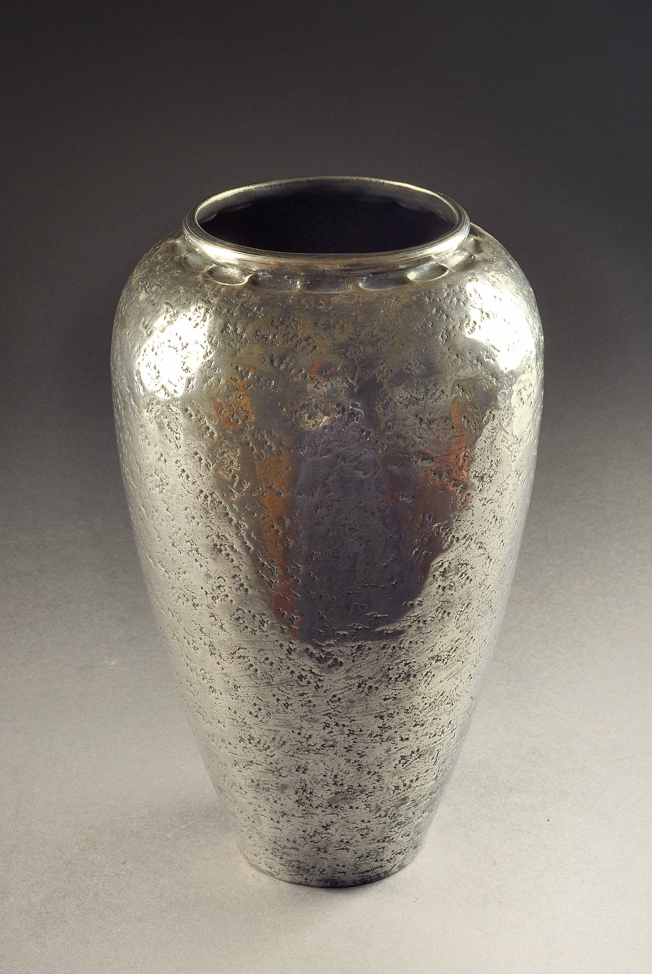 Art Deco Jean Dunand 1910s Metal Vase For Sale