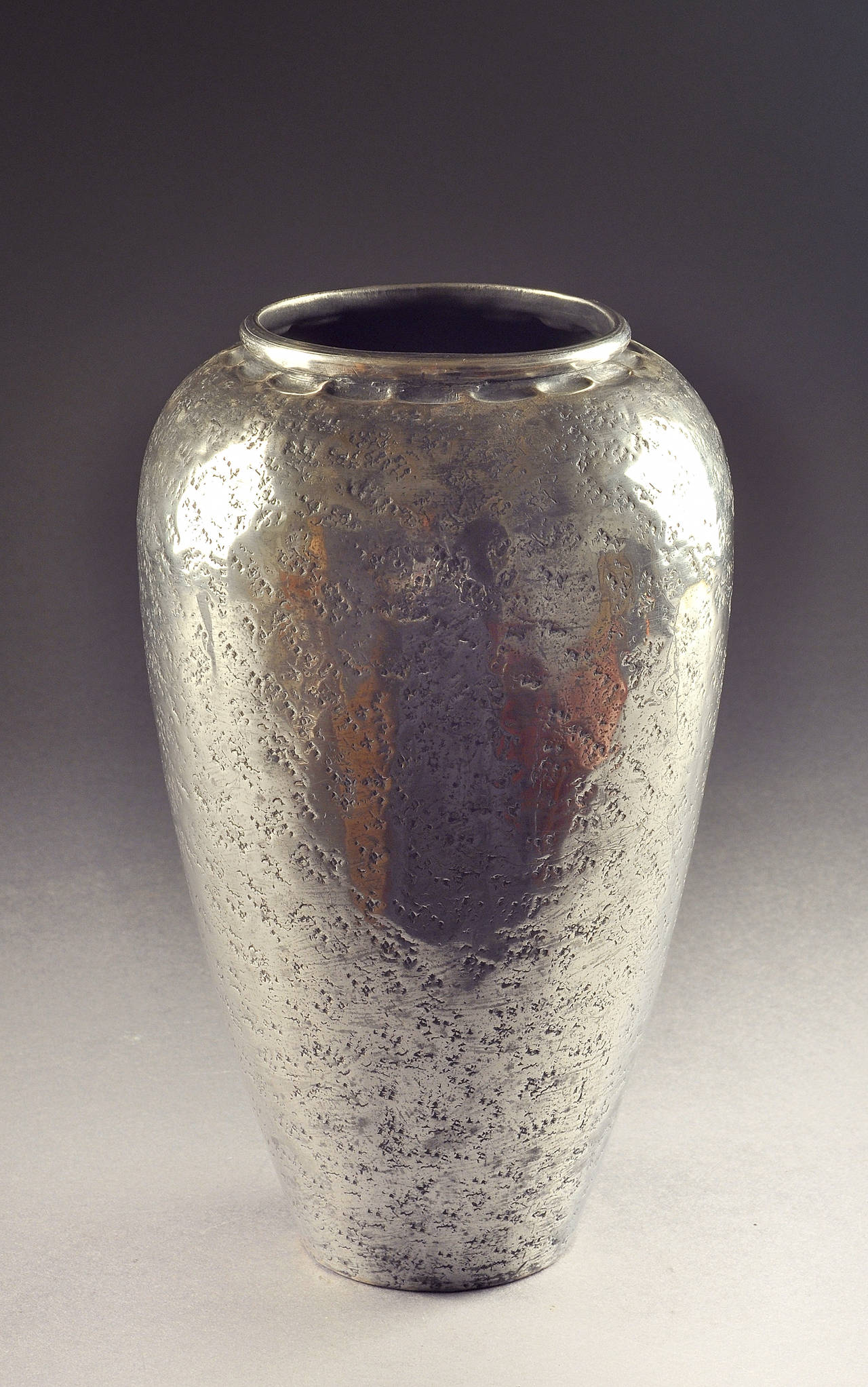 French Jean Dunand 1910s Metal Vase For Sale