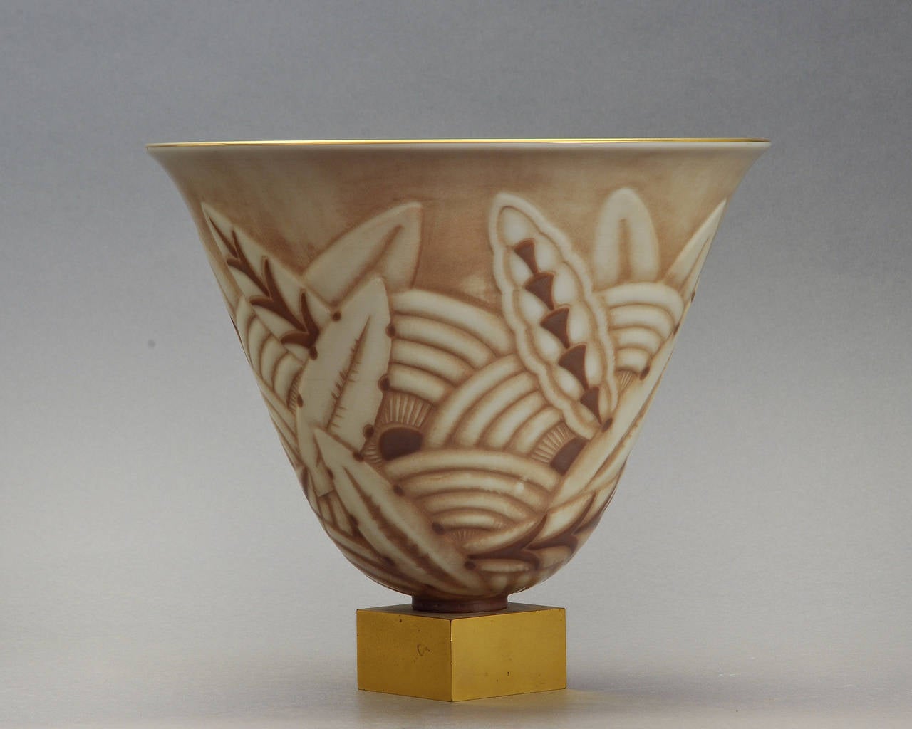 Sevres and Ruhlmann Rare Bronze and Porcelain Vase, circa 1931 For Sale 3