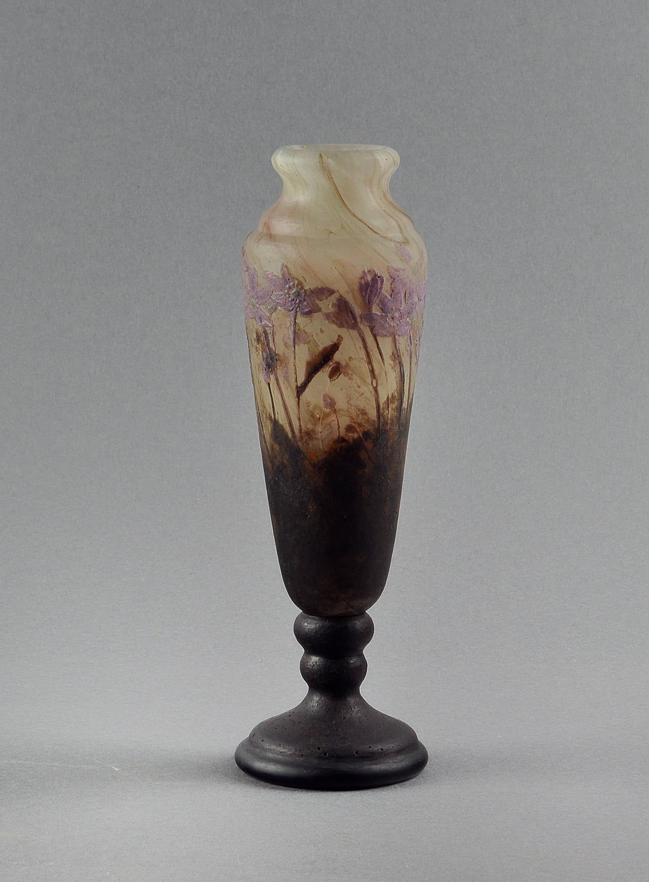 Art Nouveau Very Rare Daum Nancy Acid-Etched and Internally Decorated Vase