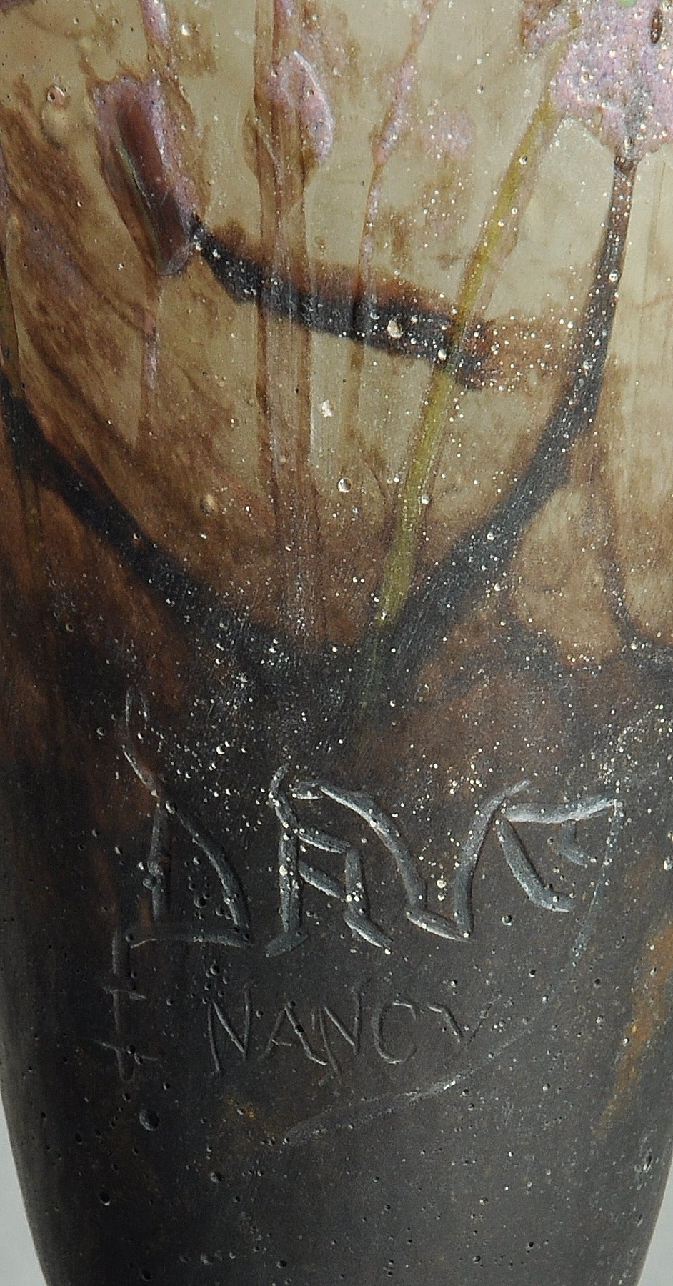 Early 20th Century Very Rare Daum Nancy Acid-Etched and Internally Decorated Vase