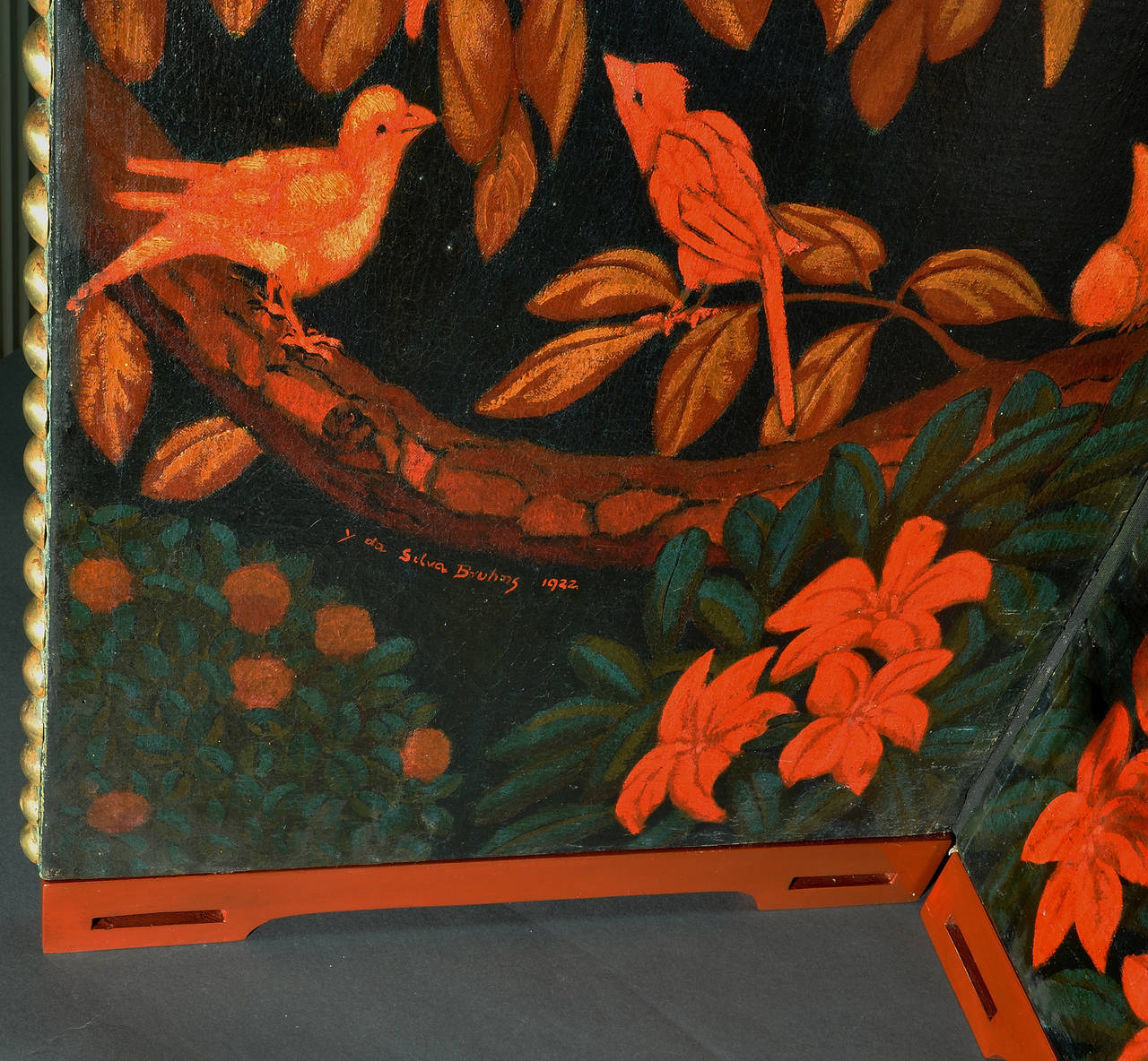 Unique Yvan Da Silva Bruhns Signed and Dated 1922 Folding Screen For Sale 1